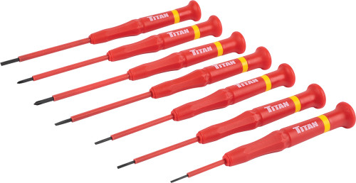 7-PC INSULATED PRECISION SCREWDRIVER SET, (5) SLOTTED 1.5MM-3MM, (2) PHILLIPS #00, #0