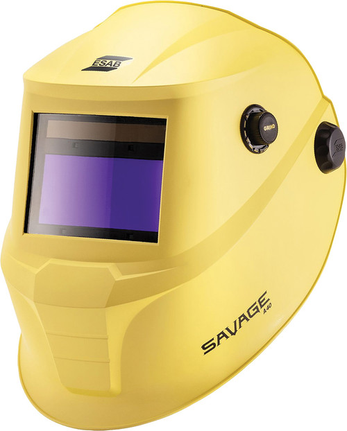 PG320  -  (YELLOW) SAVAGE A40 WELDING HELMET, DIN 4, 9-13, 100MM X 50MM VIEWING AREA, EXTERNAL GRIND MODE BUTTON