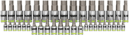 PG114 - 38-PC 1/4", 3/8", 1/2" DR. MASTER RPT HEX BIT SOCKET SET, 1.5MM-19MM & 1/16"-3/4"