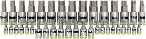 PG124 - 38-PC 1/4", 3/8", 1/2" DR. MASTER RPT HEX BIT SOCKET SET, 1.5MM-19MM & 1/16"-3/4"