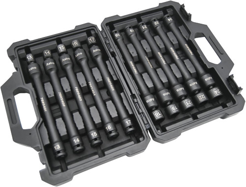 10-PIECE 1/2" DRIVE 6Pt PINLESS UNIVERSAL TORQUE-SAVER IMPACT EXTENSION SOCKET SET - METRIC