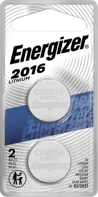 PG278 - ENERGIZER 2016 BATTERIES, 3V LITHIUM COIN, PACK OF 2