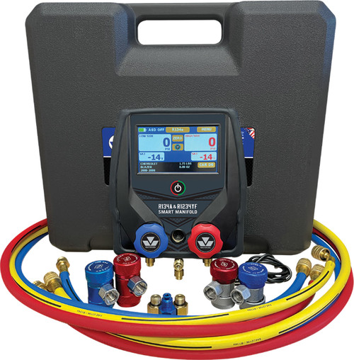 PG13 - ENSEMBLE DE MANOMÈTRES INTELLIGENTS R134A R1234YF AVEC TUYAUX R134A 72", Attelages R134A HOMMES, KIT DE CONVERSION R134A/R1234YF