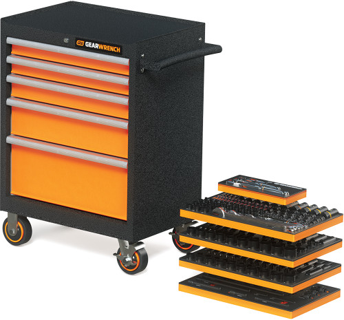 PG147 - 247-PC MEGAMOD TECHNICIAN TOOL SET IN MODUALR TRAYS W/ 26" 5-DRAWER TOOL CABINET