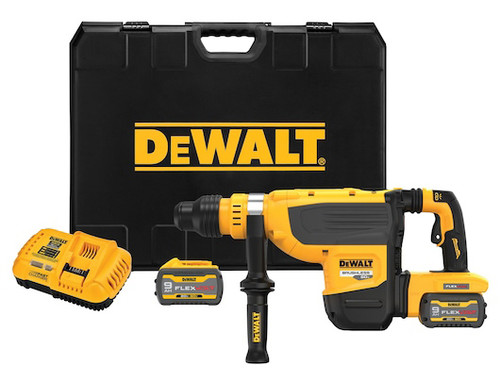 60V MAX FLEXVOLT 1-7/8" SDS MAX ROTARY HAMMER W/ 2 BATTERIES (9AH), CHARGER AND KIT BOX - DEW-DCH735X2