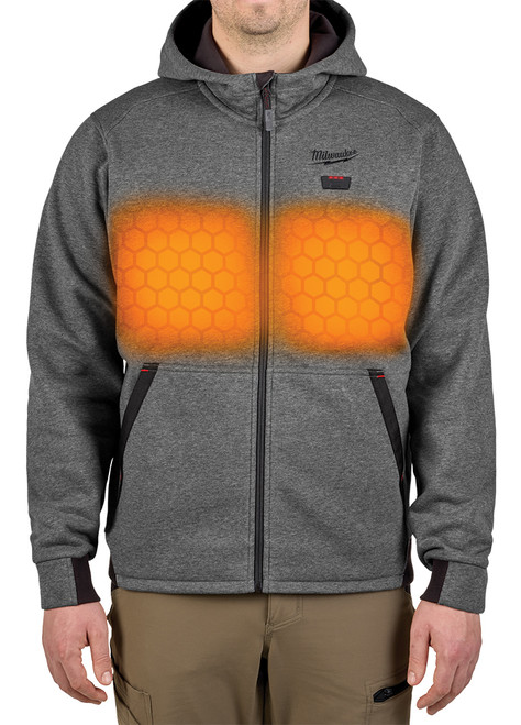 PG4 - HOODIE CHAUFFANT M12™ AVEC TECHNOLOGIE™ DE CHAUFFAGE HEXON, INCLUANT SUPPORT DE BATTERIE, GRIS (GRAND)