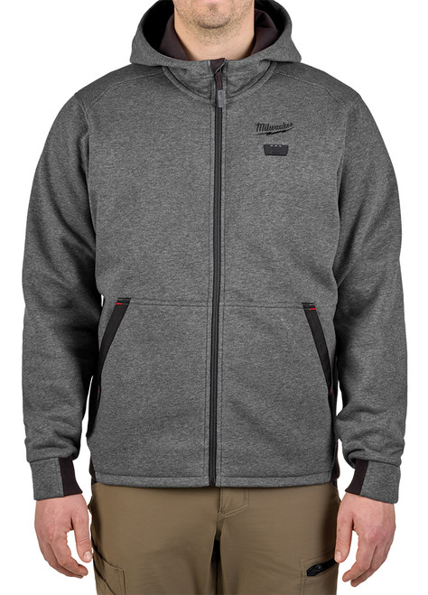 PG4 - M12™ HEATED HOODIE WITH HEXON HEAT TECHNOLOGY™ KIT, (1) BATTERY HOLDER, (1) CP2.0 BATTERY, (1) CHARGER, GRAY (LARGE)