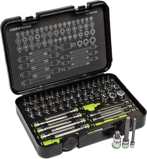 PG115 - 62-PC 1/4", 3/8", 1/2" DR. MASTER RPT™ HEX & TORX BIT SOCKET SET, INCL. HEX, TORX, TP TORX & E-TORX