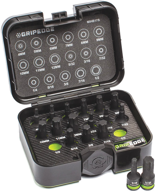 PG108 - 17-PC PRISE 3/8" ENSEMBLE DE FRAISES HEXAGONALES À IMPACT MASTER RPT, 4MM-12MM & 5/32 »-1/2 »