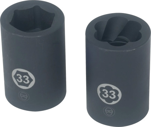 PG351 - ENSEMBLE DE DOUILLES DE 2 PIÈCES 33 MM ENDOMMAGÉES POUR ÉCROUS DE ROUES DE CAMION ENDOMMAGÉES ET D’INSTALLATION, INCLUANT DOUILLES HEXAGONALES ET TORSADÉLES
