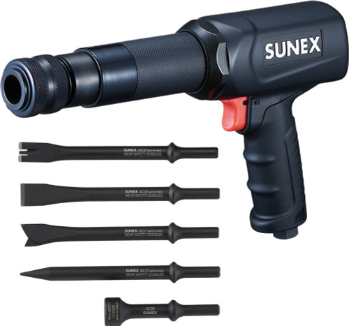 PG91 - .401 SHANK LONG BARREL AIR HAMMER KIT WITH 5 CHISELS