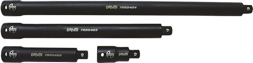 PG147 - 4-PC 1/2" DRIVE GOLIATH™ TORQUE-SAVER IMPACT EXTENSION BAR SET, 2.5" - 15" LENGTHS