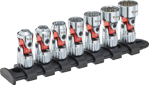 PG131 - 7-PC PRISE 1/4" ENSEMBLE DE DOUILLES UNIVERSELLES AUTO-FLEX SARE 12 PT™, 3/16 »-9/16 »
