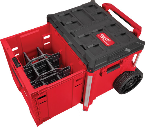 PG202 - 250 LBS CAPACITY PACKOUT™ MODULAR ROLLING DRAWER TOOL BOX W/ COLLAPSIBLE HANDLE, INCL. DIVIDERS/TRAY, 9" WHEELS