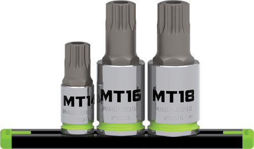 PG116 - 3-PC 3/8" & 1/2" DRIVE RPT TAMPER PROOF TRIPLE SQUARE DRIVER SET, MT14-MT18