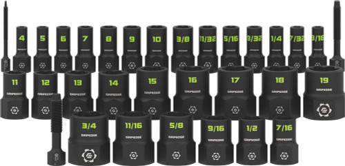 PG124 - 32-PC 1/4" & 3/8" DRIVE MASTER SOCKET EXTRACTOR SET, 4MM-19MM, 3/16"-3/4"
