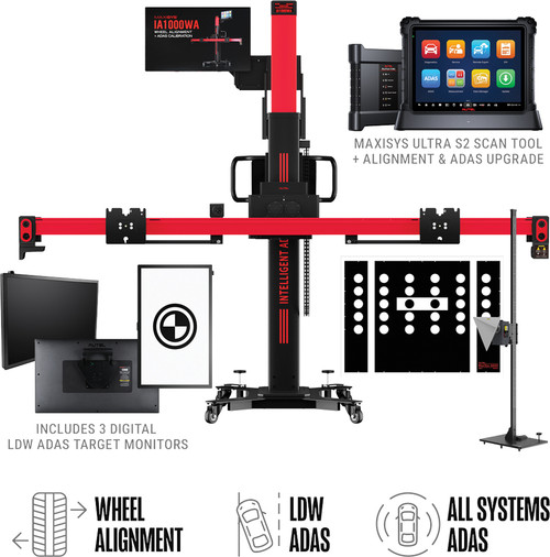 PG35 - IA1000 ALIGNMENT AND ADAS CALIBRATION SYSTEM FRAME + PHYSICAL LDW TARGETS + DIGITAL LDW TARGETS + ALL SYSTEMS TARGETS + ULTRA S2 TABLET
