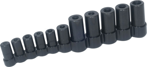 PG123 - 11-PC TAP SOCKET SET, FITS ALL # & FRACT. TAPS 1/8"-1/2", METRIC TAPS THROUGH 12MM, NON-M.C.T.I. TAPS #2+, #3+, #6-