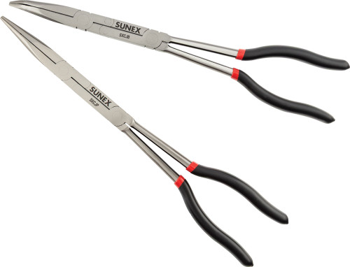 PG176 - 2-PC DUAL-JOINT EXTENDED REACH PLIERS SET IN STORAGE TRAY