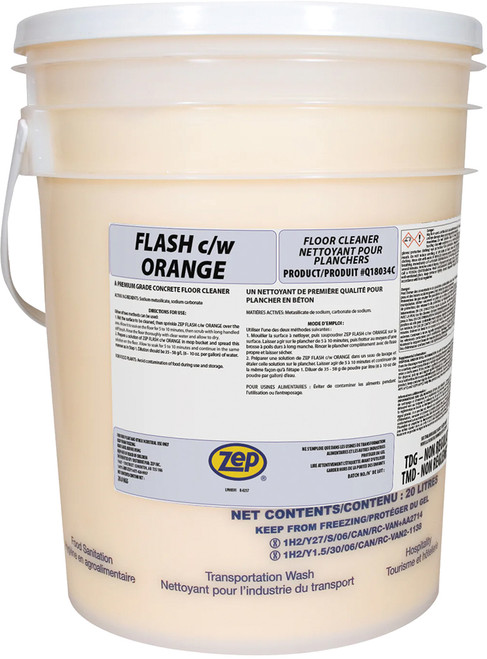 PG286 - FLASH – NETTOYANT DE PLANCHER ROBUSTE AVEC PARFUM D’ORANGE - SEAU DE 20 KG