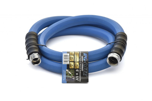 Tuyau d'arrivée d'eau AG-Lite 100 % caoutchouc haut de gamme, 16 mm x 1,83 m, raccords GHT mâles et femelles 19 mm. Résistance à l'éclatement : 500 psi. Rondelle et limiteur de courbure inclus.