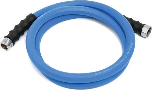 PG109 - AG-LITE 100% PREMIUM RUBBER WATER LEAD IN HOSE, 5/8" X 6', 3/4" MALE & FEMALE GHT FITTINGS. 500 PSI BURST RATING. INCLUDES EXTRA WASHER & BEND RESTRICTOR.