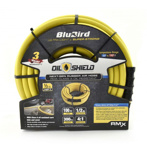 Tuyau d’air en caoutchouc OilShield 1/2 » X 100' - 1/2 » mâle-NPT, 300 PSI, nitrile de classe A