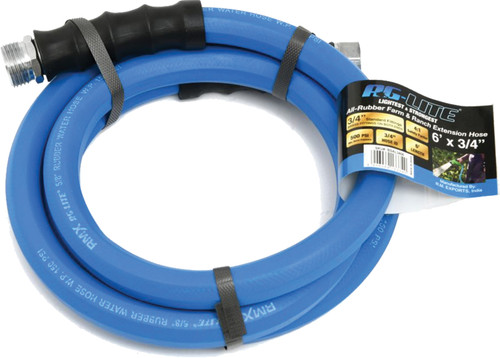 PG109 - AG-LITE 100% PREMIUM RUBBER WATER HOSE ASSEMBLY 5/8" X 10', 3/4" MALE & FEMALE GHT FITTINGS. 500 PSI BURST RATING. INCLUDES EXTRA WASHER & BEND RESTRICTOR.