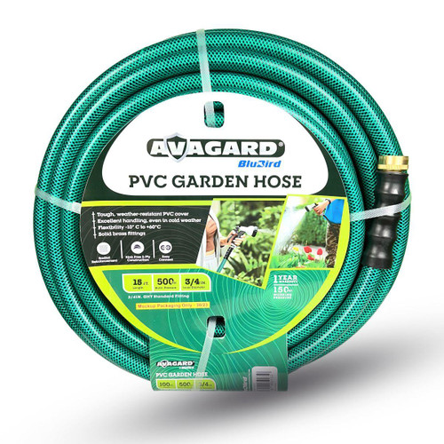 Avagard PVC Water Hose Assembly 3/4" X 15', 3/4" Male and Female GHT Fittings.  500 PSI Burst Rating.  Includes Extra Washer and Bend Restrictor