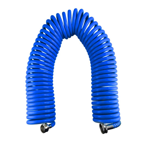Avagard Recoil Water Hose 3/8" X 50' with 3/4" Male and Female GHT Fittings, Two  Stainless Steel Spring guard on Both Ends.  Blue Color