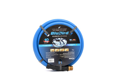 Tuyau d’air en caoutchouc BluBird 1/2 » X 15' - 1/2 » mâle-NPT, 300 PSI, EPDM