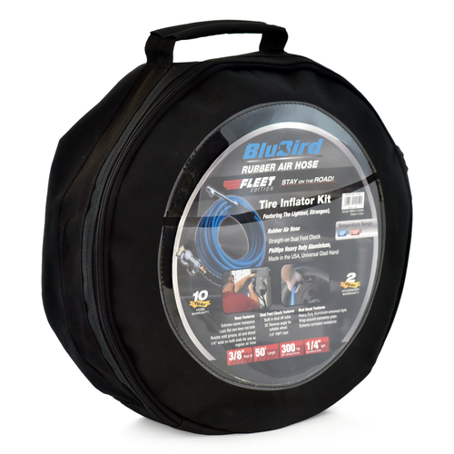 BluBird Rubber Air Hose Fleet Edition Kit 3/8" X 50' with USA Phillips Heavy Duty Aluminium Universal Glad Hand