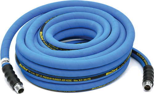 PG91 - ENSEMBLE TUYAU D’AIR EN CAOUTCHOUC BLUBIRD PRO 3/4 » X 25'- 3/4 » MÂLE-NPT, 300 PSI, EPDM