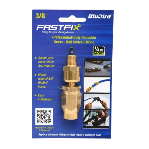 Fast FiX - 3/8" Air Hose Assembly Field Repair Fitting - w/ 1/4" MNPT Swivel