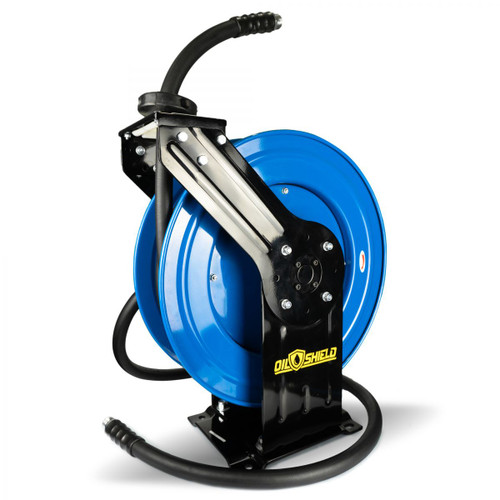 Enrouleur de tuyau de carburant en caoutchouc OilShield Ensemble à bras unique robuste 1" X 40'