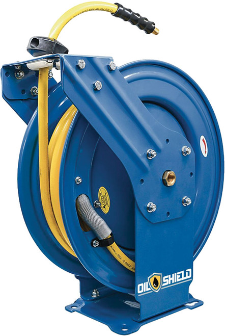 PG106 - MOULINET DE BOYAU D’AIR EN CAOUTCHOUC À DOUBLE BRAS AVEC BOUCLIER D’HUILE 1/2" X 50'