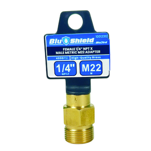 Blu Shield Adaptateur de nettoyeur haute pression à filetage de tuyau mâle métrique x 1/4" femelle