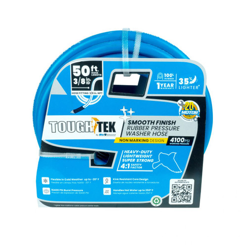 Tuyau de nettoyeur haute pression en caoutchouc Blu Shield Tough Tek 3/8" X 50' (4000:16000 PSI)