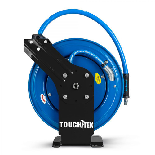 Blu Shield Tough Tek Rubber Pressure Washing Hose Reel 3/8" X 100' (Dual Arm)with 6' Lead-in-Hose, 4K PSI