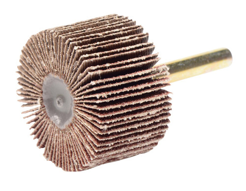 Roue à lamelles abrasive à revêtement de tigre de 1 1/2 po x 1 po, tige de 1/4 po, 60 août