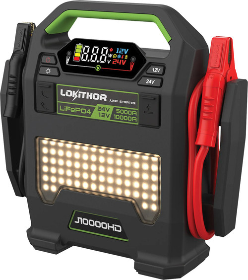 PG383 - DÉMARREUR LOURD DE 12 V/10 000 A ET 24 000 UV/5 000A AVEC BATTERIE EXTERNE, LAMPE DE POCHE DE 1 000 LUMENS