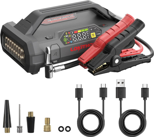 PG1 - 4-IN-1 2500A 12V JUMP STARTER/POWER BANK W/ 150 PSI AIR INFLATOR, 300 LUMEN 3-MODE FLASHLIGHT