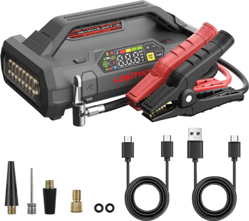 PG398 - DÉMARREUR/BATTERIE EXTERNE 4-EN-1 3000A 12V AVEC GONFLEUR D’AIR DE 150 PSI, LAMPE DE POCHE 3 MODES 300 LUMENS