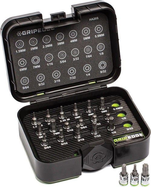 PG3 - 20-PC 1/4'' DRIVE SHORT HEX DRIVER SET, 1.5MM-7MM & 1/16"-9/32"