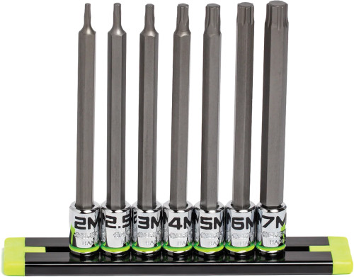 PG121 - 7-PC 1/4'' DRIVE LONG METRIC RPT HEX DRIVER SET, 2MM-7MM