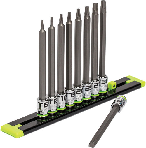 PG123 - 9-PC 1/4" DRIVE METRIC & SAE LONG RPT TORX® DRIVER SET, T6-T40