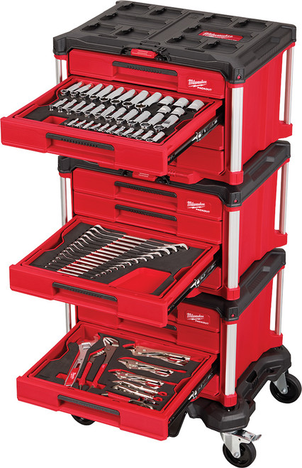 PG133 - 366-PC MASTER MECHANICS METRIC & SAE HAND TOOL SET WITH PACKOUT™ DRAWERS AND DOLLY