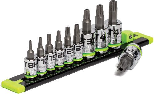 PG122 - 10-PC 1/4", 3/8" DRIVE RPT TAMPER PROOF TORX®  DRIVER SET, T8H-T50H