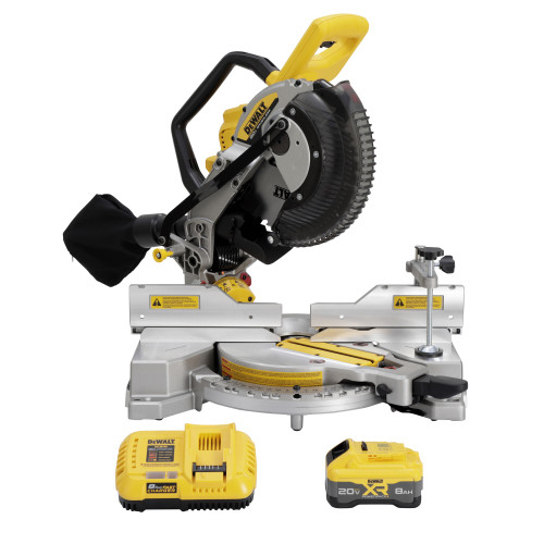 20V MAX 10IN FIXED DUAL BEVEL MITRE SAW W/ 1 BATTERY (8AH POWERPACK), CHARGER AND BAG