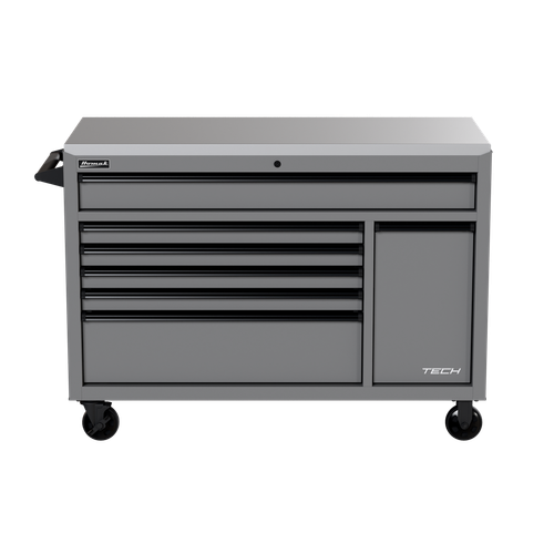 54" TECH 7 DRAWER ROLLING WORKSTATION GREY